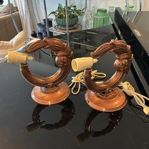 Pair Vintage Art Nouveau Celluloid Wall Sconces Lamps Convertible Working!